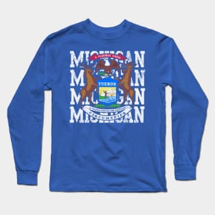 Michigan State Flag Design Long Sleeve T-Shirt